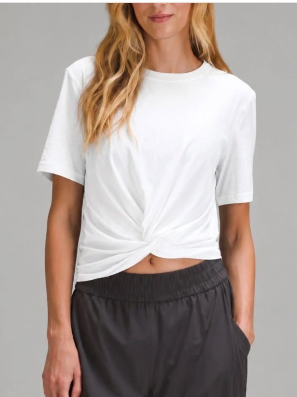 Lululemon White Twist-Front Women's Tee